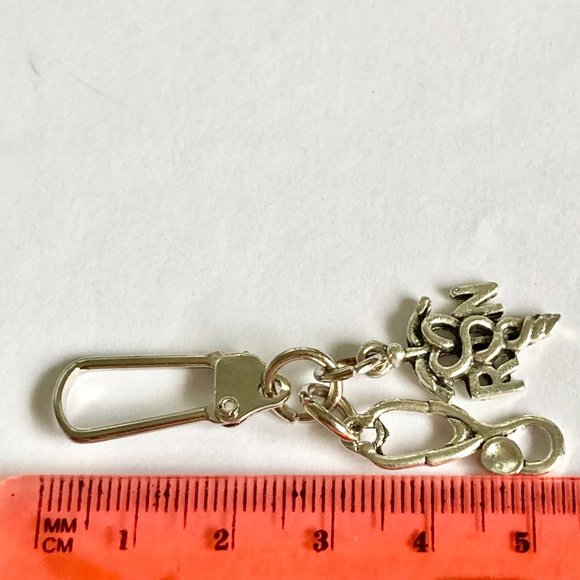 Medical Nursing RN Caduceus Stethoscope Zipper Pull Keychain Purse Charm - Picture 9 of 9